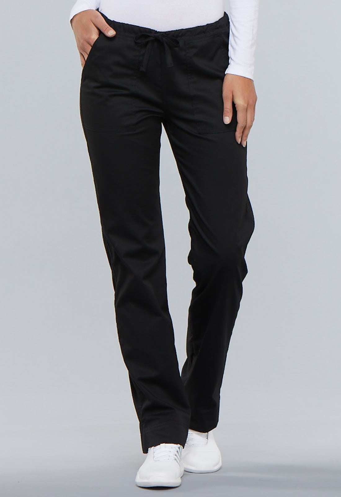 Mid Rise Slim Straight Drawstring Pant