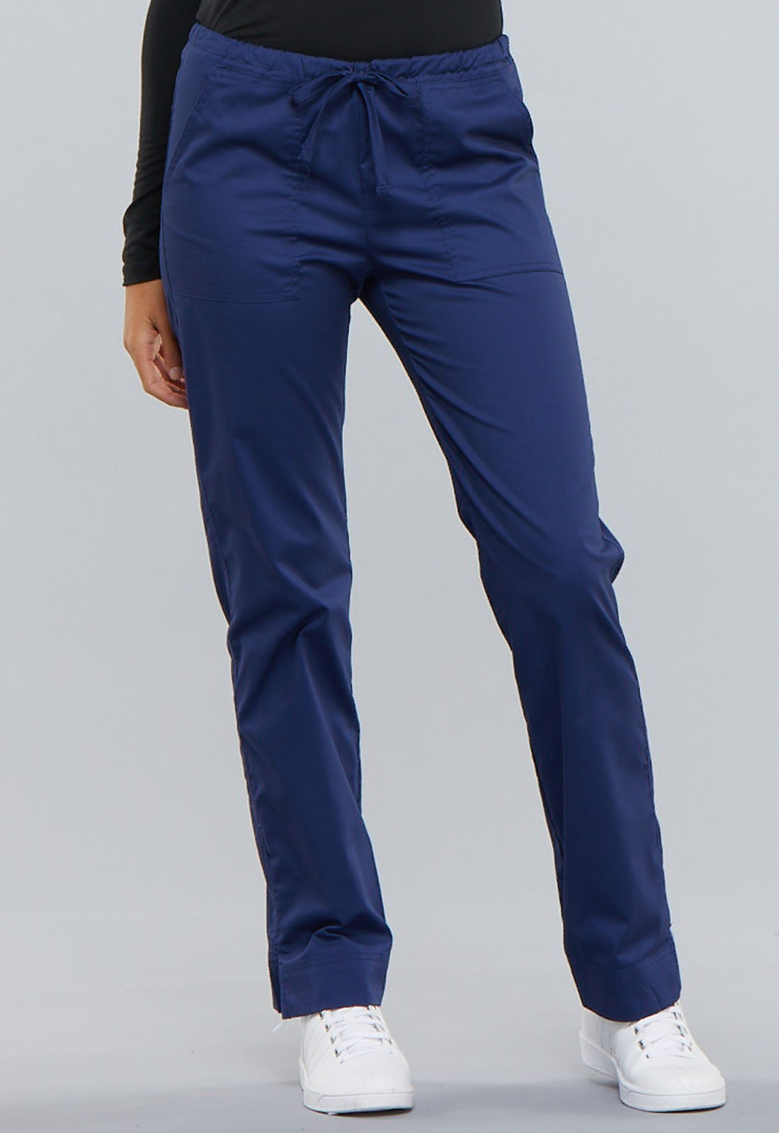 Mid Rise Slim Straight Drawstring Pant