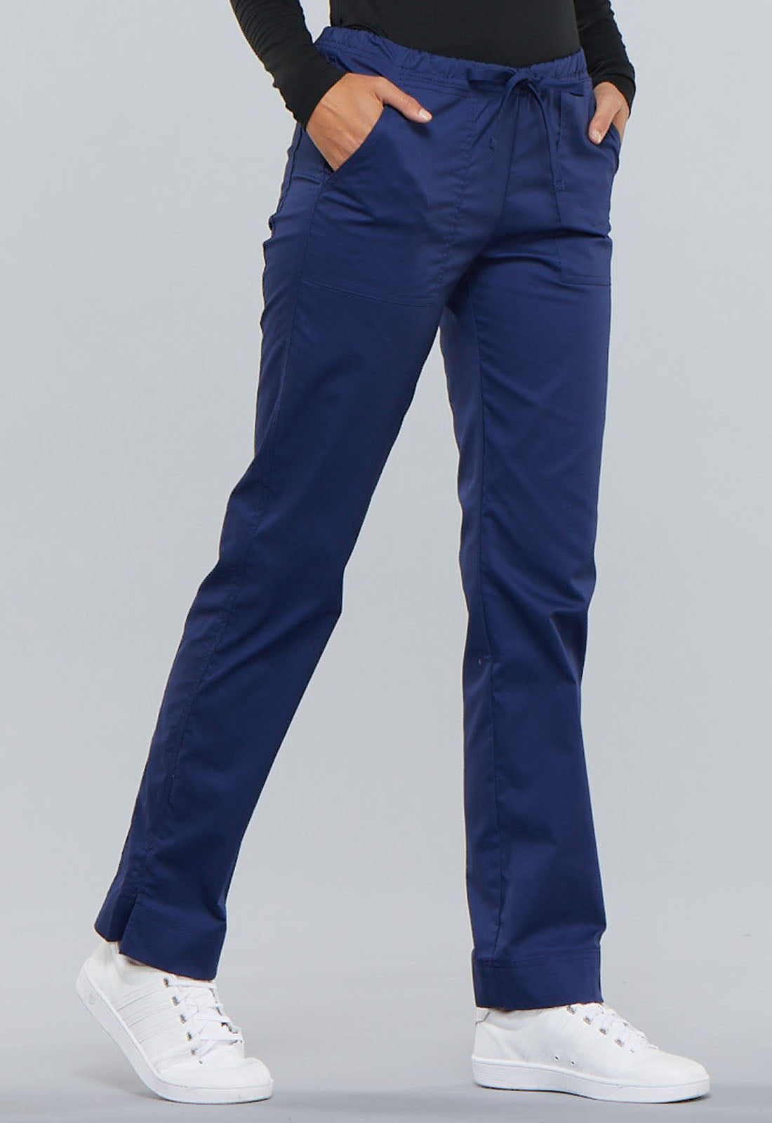 Mid Rise Slim Straight Drawstring Pant