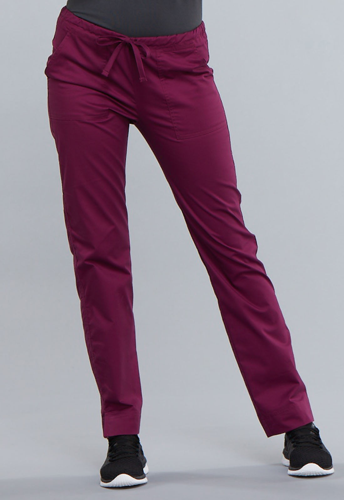 Mid Rise Slim Straight Drawstring Pant